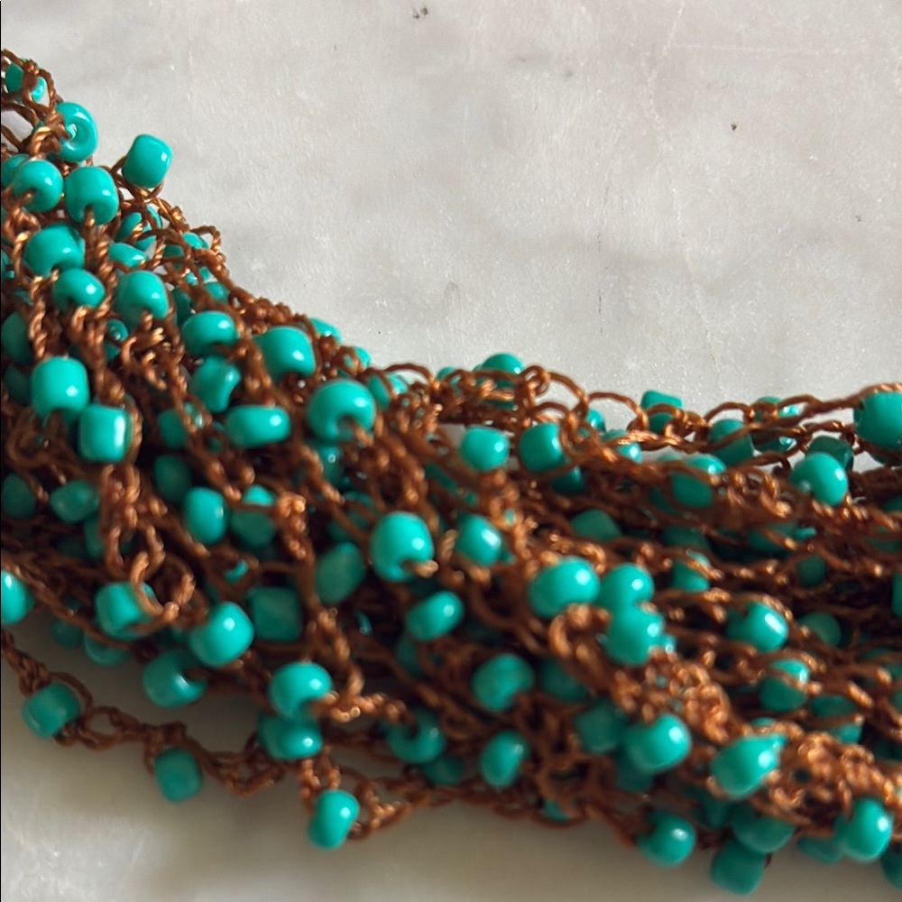 Turquoise and Brown Beaded Necklace - Picture 2 of 3